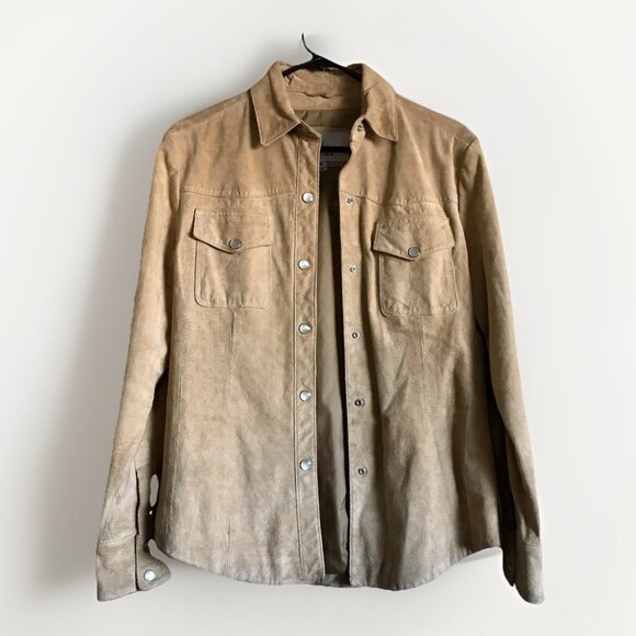 WILSON Women's Leather Suede Jacket Maxima Brown Button Front Size Medium - Picture 1 of 8